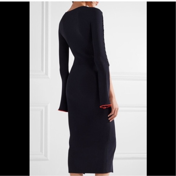 OPENING CEREMONY ~ Blue Ribbed Knit Criss-Cross Dress ~ And Those Sleeves! ~ S - Picture 6 of 11